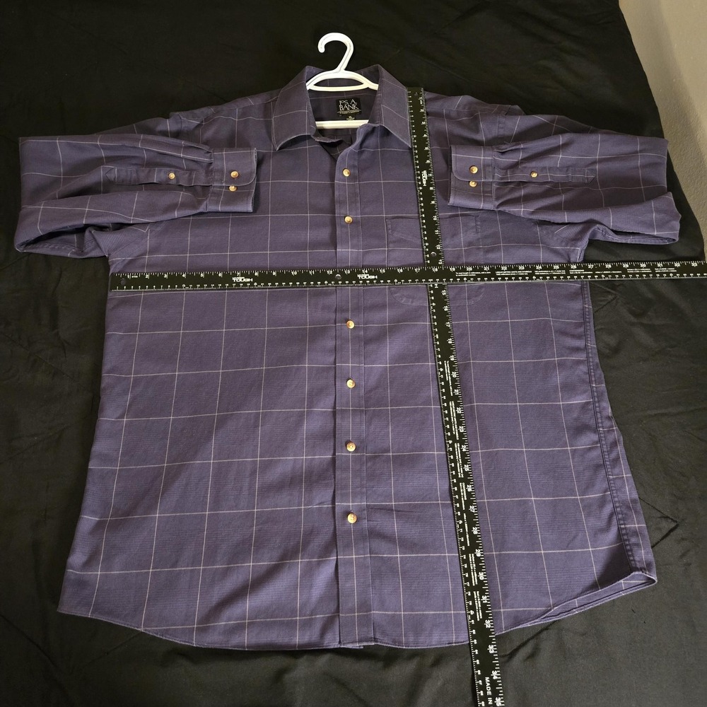 Jos. A. Bank Dress Shirt Mens XL 100% Cotton Blue Plaid Traveler Button Up - Picture 2 of 6